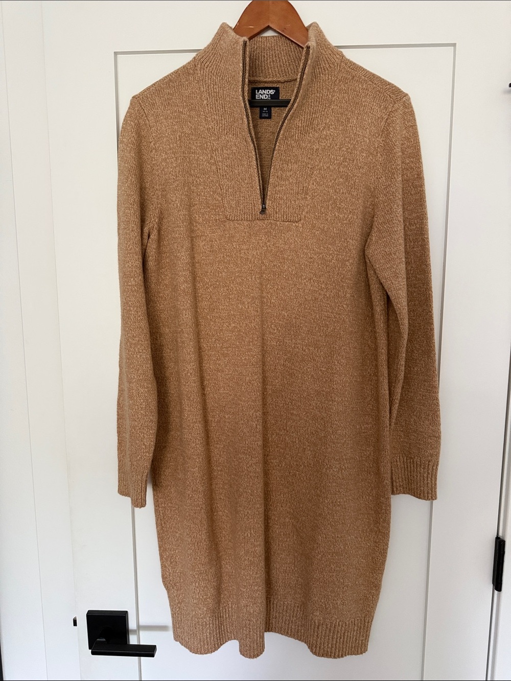 Lands' End Women's Camel Zip-Neck Sweater Tunic